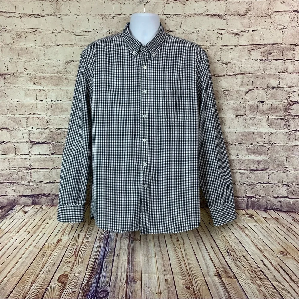 J. Crew Blue Check Button Front Long Sleeve Shirt